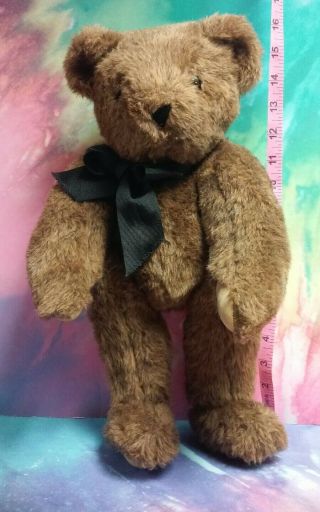 Brown 1992 Vermont Teddy Bear 16 " Tall With Black Ribbon Bow