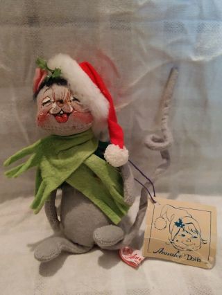 Annalee Mobilitie 7 " Green Cheery Christmas Mouse Doll W/ Tag 1990