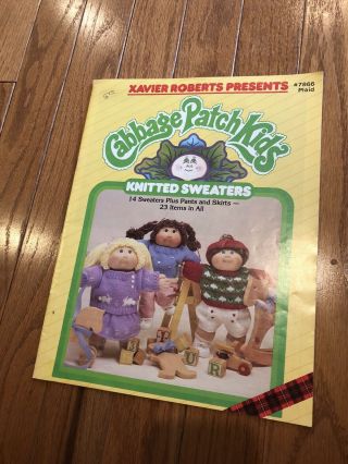 Cabbage Patch Kids Knitted Sweaters Pattern Book Xavier Roberts 1985 Plaid 7866