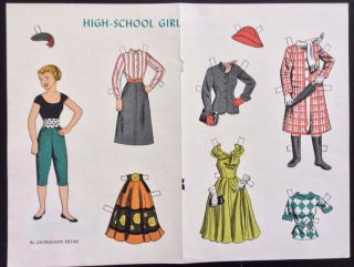 1955,  High School Girl Paper Dolls,  Jack & Jill Mag