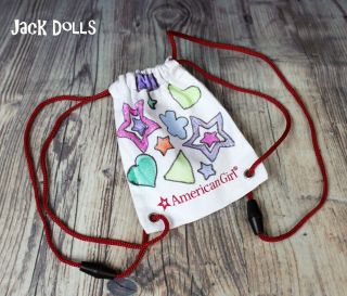 American Girl Doll Size Drawstring Tote Bag Backpack From Craft Set Colored On