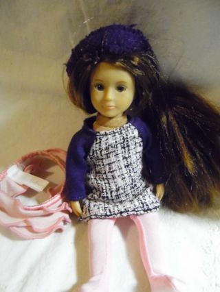 Maison Joseph Battat Lori By Og Brown Hair W Dress Pink Tights Brown Hat 7” Doll