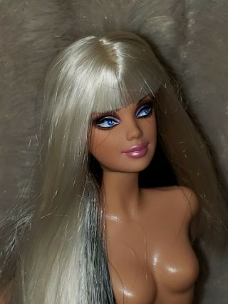 Barbie Doll Top Model Muse Platinum And Black Hair Naked Great For Ooak
