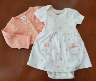 Newborn Carters Baby Girls 2pc Dress Set For Reborn Baby Doll