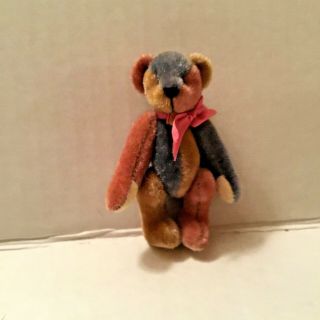 Cottage Collectibles 2 1/2” Inch Pink Blue & Beige Multicolor Teddy Bear