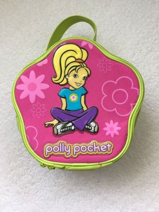 Polly Pocket Carrying Case Storage Zipper Bag Purse Pink Green Container 2003