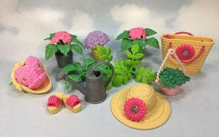 Barbie Doll House Accessories: Gardener Garden Flowers Plants Greenery