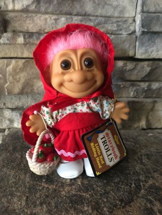 Russ Troll Doll 4” Pink Hair Brown Eyes Story Book Little Red Riding Hood