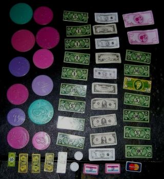 Barbie Ken Doll Bank Accessories - 50pc Set Of Paper Money,  Coins & Credit Cards