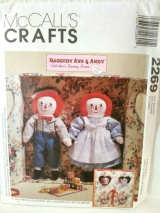 Mccalls Sewing Pattern 2269 Doll Raggedy Ann & Andy Carrying Case Uncut