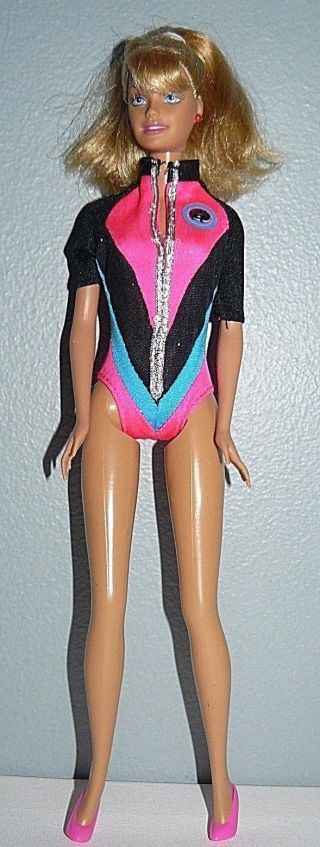 Mattel Blond Barbie Doll In Black Blue And Pink Outfit And Shoes