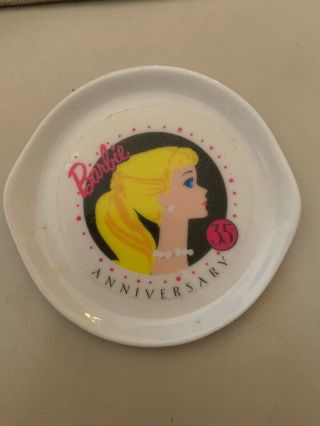 Barbie 35th Anniversary Miniature China Plate 4 " X 4 "