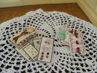 Dollhouse Miniature Assortment Of Buttons & Ribbons