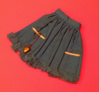 Vintage Ideal Tammy Doll Blue Fringed Skirt With Charm Vgc