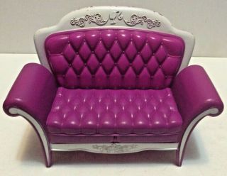 2008 Barbie Dream Doll House Purple Sofa Couch Furniture With White Trim