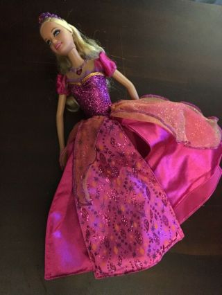 Barbie Fairy Princess Doll Light Up Heart Necklace Sparkle Sound Dress Dance