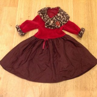 American Girl Chocolate Cherry Outfit Holiday Cheetah Leopard Dress Christmas
