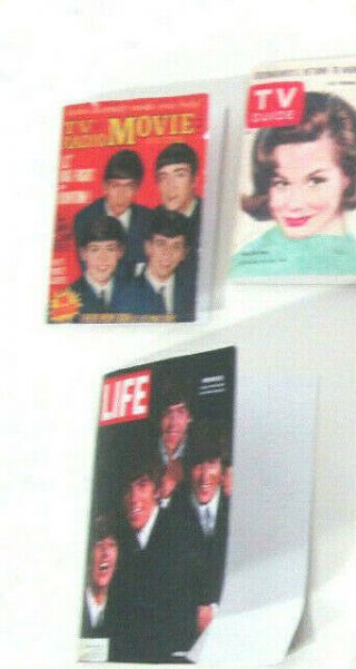 Barbie Size Magazines Tv Guide Beatles Life Paper Dollhouse Miniatures 1/6 Doll