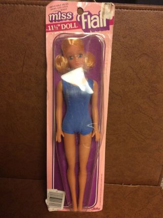 Miss Flair By Totsy 11.  5” Doll Barbie Style Blue Swimsuit Vintage Toy
