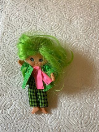 Vintage 1969 Ideal Bendy Flatsy Doll Green Hair And Outfit
