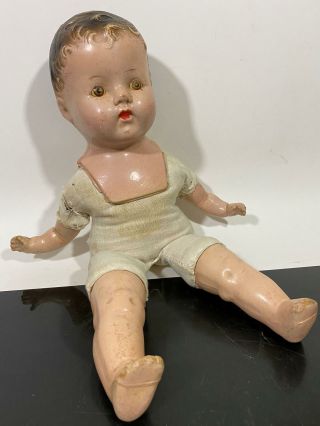 Antique Composition Baby Doll W/cloth Body