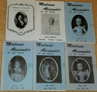 6 Vintage Madame Alexander Fan Club Newsletters.  1982 - 1985