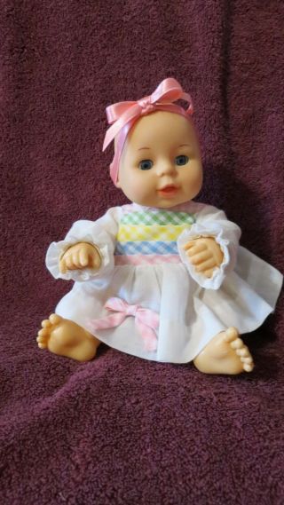 2000 Cititoy Baby Poseable Doll 10 " In Dress & Panties