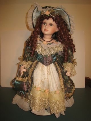 Victorian Look Porcelain/stuffed Doll 22 " Tall W/ Accessories 512