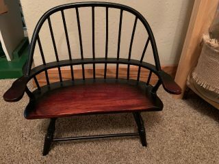 Windsor Style Wooden Doll Bear Bench Settee Furniture 9”
