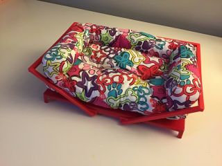 American Girl Doll Pet Puppy Dog Kitty Cat Funky PET BED Red w ' Print Mattress 2