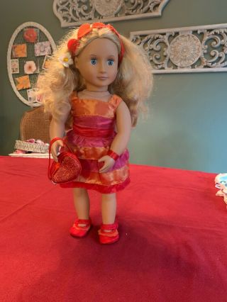 Our Generation 18 Inch Doll Blond Hair Blue Eyes W/outfit
