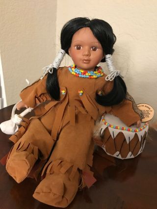 Native American Collectible Sitting Doll,  Porcelain