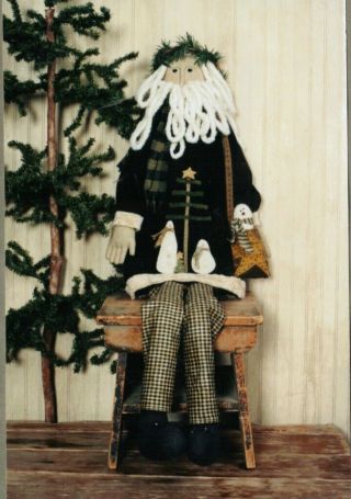 Pattern - Primitive Big Santa - St.  Nick - Huge 50 " Doll - Heart To Hand