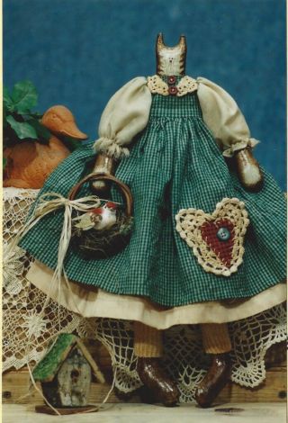 Pattern - Primitive Folk Art Cat Doll - Great Outfit,  Fruitfull Hands Design