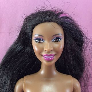 Barbie Nude Long Black Hair Pink Streak Modern Nikki Nonbend Knee Aa Doll Y33