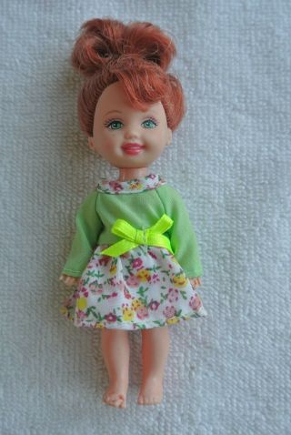 Mattel Barbie Little Sister Kelly Doll,  Dress1994 Vintage Redhead,  Bad Foot