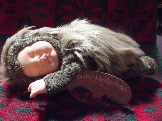Anne Geddes Large 17 " Fluffy Sleeping Hedgehog Baby Doll