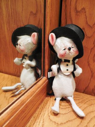 1994 Annalee Years Eve Boy Mouse With Top Hat And Tails 8 " Tall