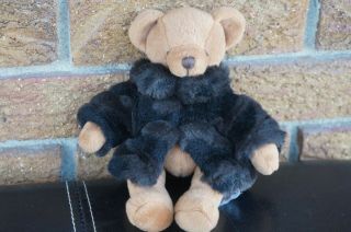 Plush Russ Berrie Stuffed Animal Fortuna Teddy Bear Brown Fur Coat Small 7 " Toy