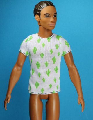 Barbie Print Shirt For Slim Or Ken Fashionistas Doll 16 Cactus Cooler