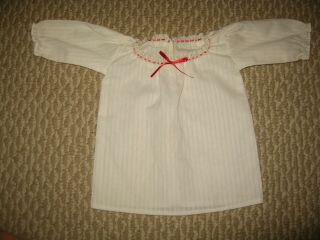 American Girl Josefina White Night Shift Shirt Gown Pajama Pj Dress Red Ribbon