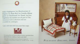 American Girl: " Pleasant Dreams Addy " Booklet By Pleasant Co 1993