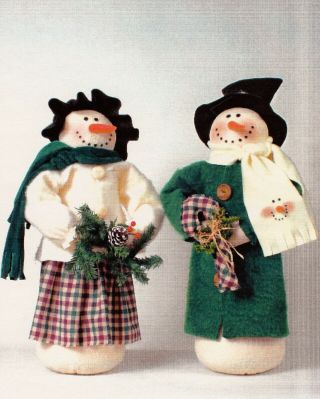 Primitive Snowman And Snowlady,  Large Standing Snowman Couple,  Christmas