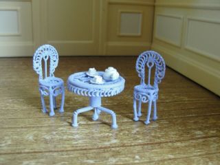 Dollhouse Miniature 1/2 " Scale Lavender Table & Chair Set