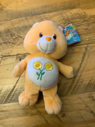 Care Bears 2002 Friend Orange Bear Sunflower Tummy Plush Stuffed Animal 9 "