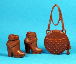Barbie Sweet Orchard Brown Ankle Boots Purse Petite Fashionistas