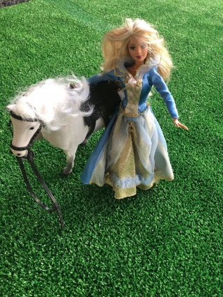 Barbie Doll And Horse Playset,  Blonde Hair With Riding Horse