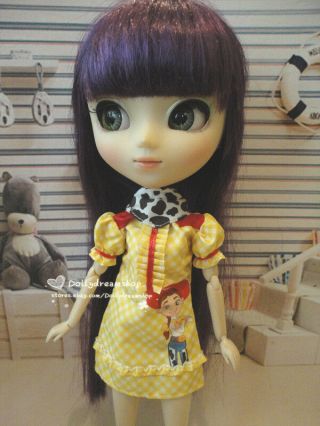 Doll Clothes Barbie/pullip Doll Yellow Jessie Print Dress 1pcs