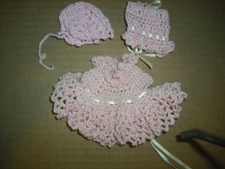 3 Pc Crocheted Outfit For A Ooak 5 - 6 Inches Tall