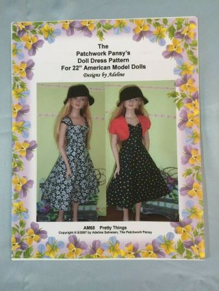 Doll Dress Pattern For 22 " American Model Dolls By The Patchwork Pansy Am68